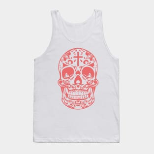 Smoky pink designer skeleton head Tank Top